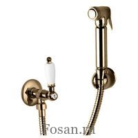 Гигиенический душ со шлангом 120см, запорным вентилем  и держателем, ручка белая Cezares FIRST KS 02 Bi