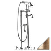 Напольный смеситель для ванны с поворотным изливом и  ручным душем, с кронштейном для слива-перелива, ручка бронза Cezares MARGOT VDPS2 02 M